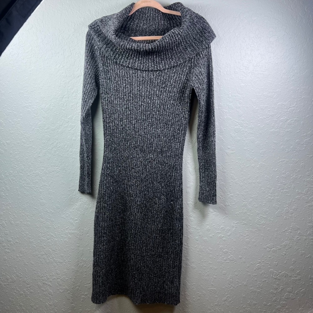 Rachel Zoe Sweater Dress Cowl Neck Fairy Grunge Ribbed Knit Midi S Gray Soft